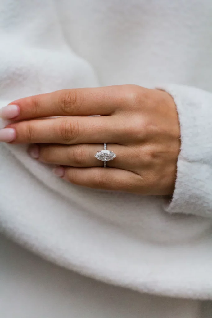 4 Carat Marquise Cut Diamond Silver Ring