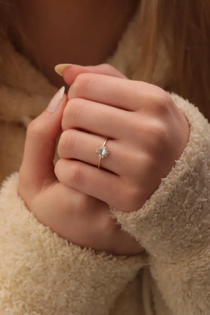Blue Diamond Silver Ring