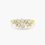 Swarish Jewels Baguette Diamond Cluster Silver Ring