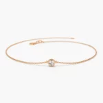 Dainty CZ Diamond Solitaire Silver Bracelet
