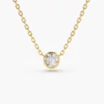 Bezel Set CZ Diamond Solitaire Silver Necklace