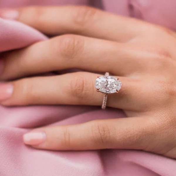 7 Carat Oval Cut Diamond Silver Ring