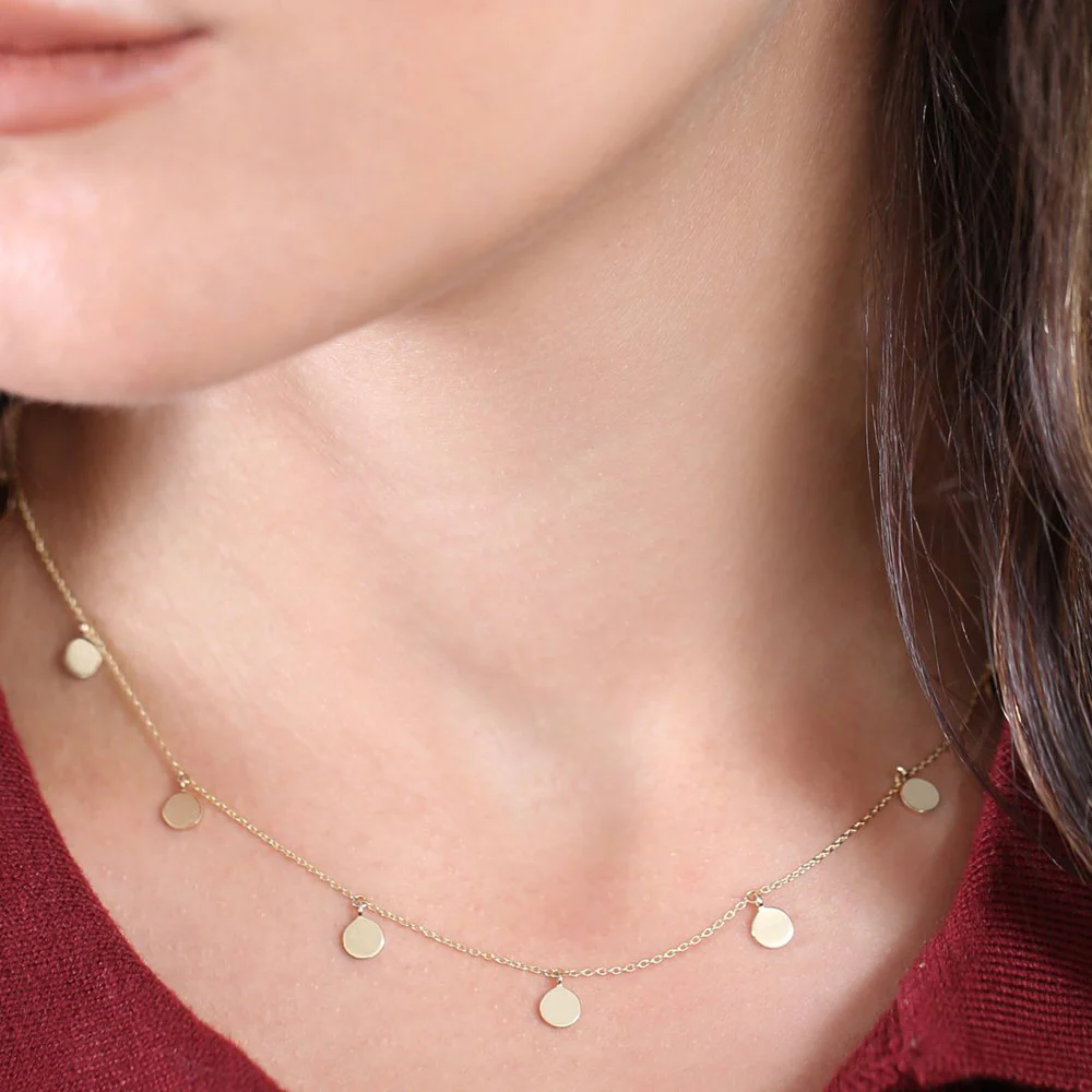 Swarish Jewels Coin Disc Choker Silver Necklace