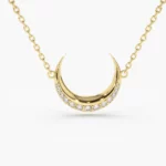 Silver Diamond Crescent Moon Necklace