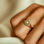 Swarish Jewels Signet Diamond Silver Ring