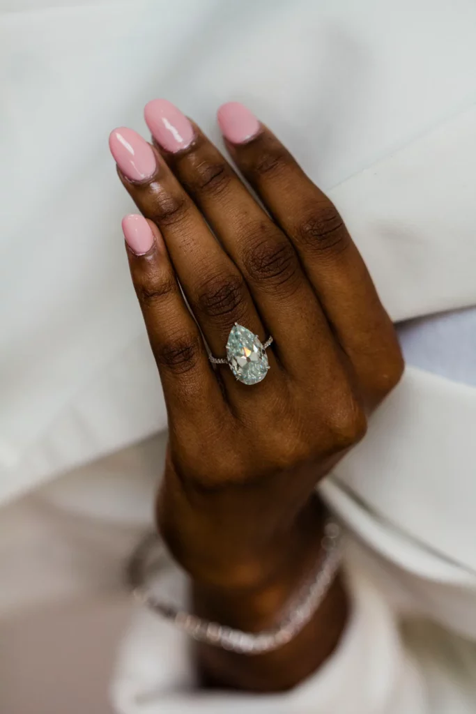 10.25 Carat Pear Cut Diamond Silver Ring