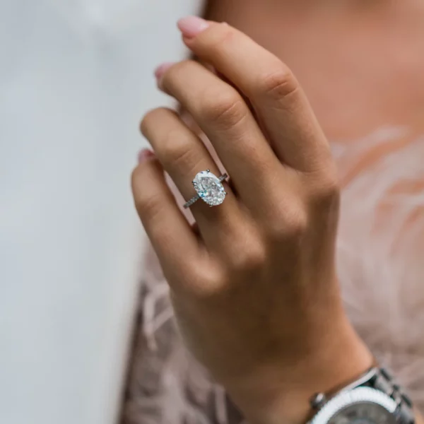 6.3 Carat Oval Cut Diamond Silver Ring