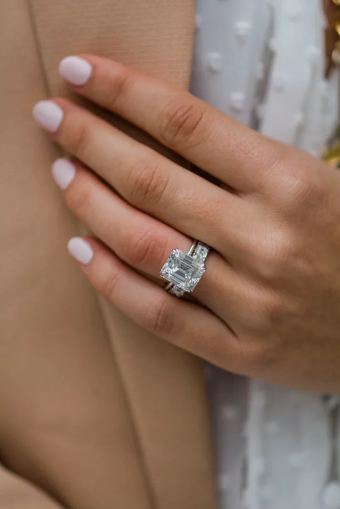 7.7 Carat Asscher Cut Diamond Silver Ring