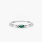 Mini Oval Emerald Ring with Silver Diamonds