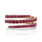 Ruby Pinky Coil Silver Ring