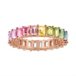Emerald Cut Multicolor/Diamond Eternity Band