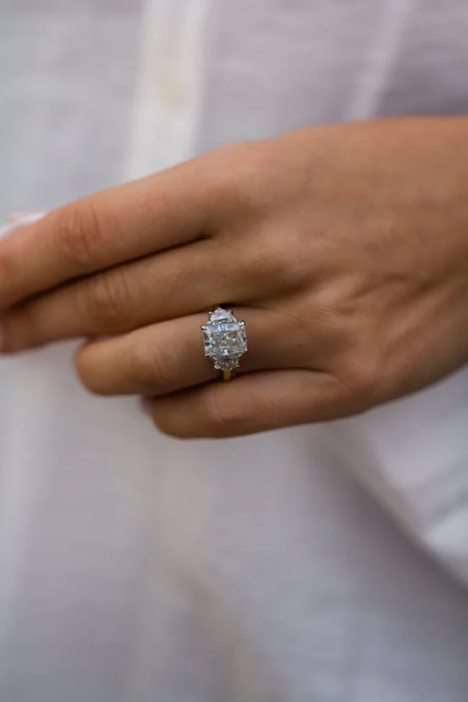 3.55 Carat Radiant Cut Diamond Solitaire Silver Ring