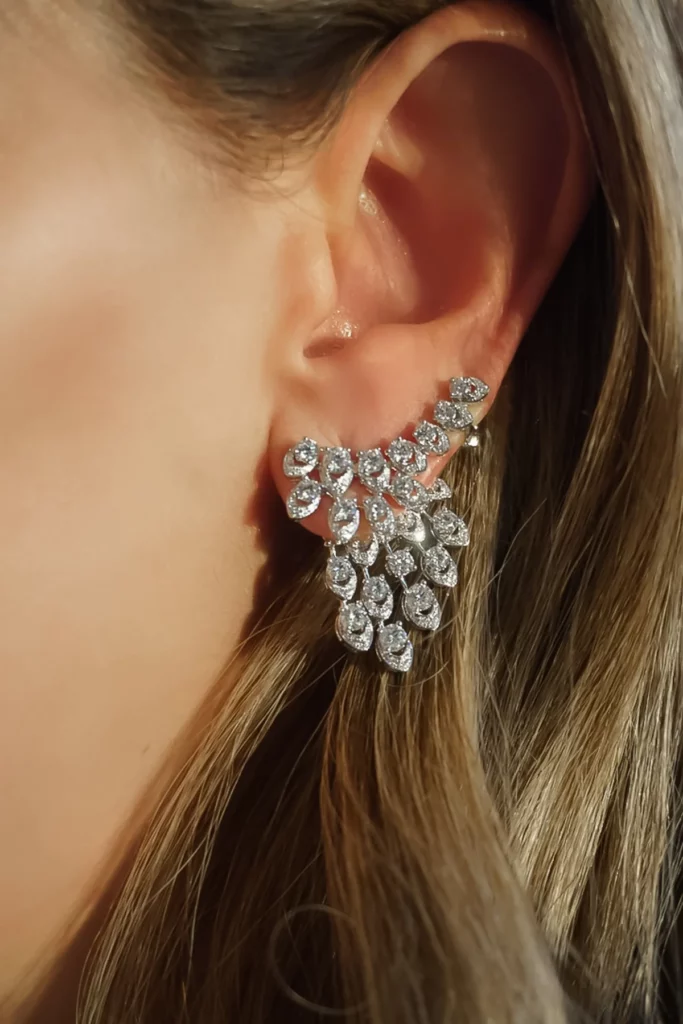 Diamond Jacket Silver Earrings