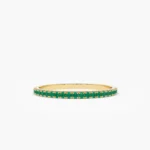Round Lab Emerald Eternity Silver Band