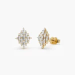 Trendy Baguette Diamond Cluster Silver Studs