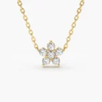 Silver Flower Charm Diamond Necklace
