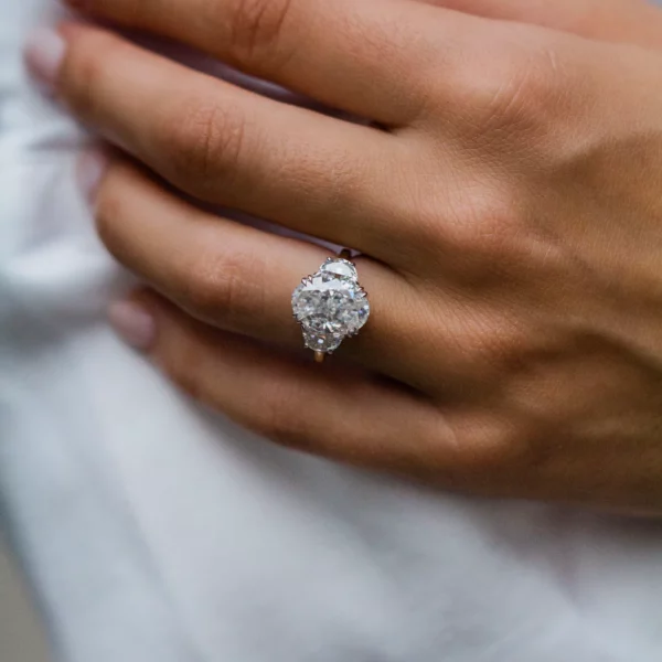 5 Carat Oval Cut Diamond Silver Ring