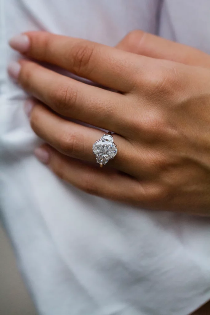 5 Carat Oval Cut Diamond Silver Ring