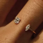 Diamond Baguette Cuff Silver Ring
