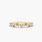 Slanted Marquise and Round Cz Diamond Silver Ring