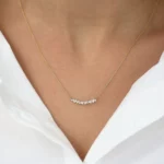 Slanted Marquise and Round Diamond CZ Silver Necklace