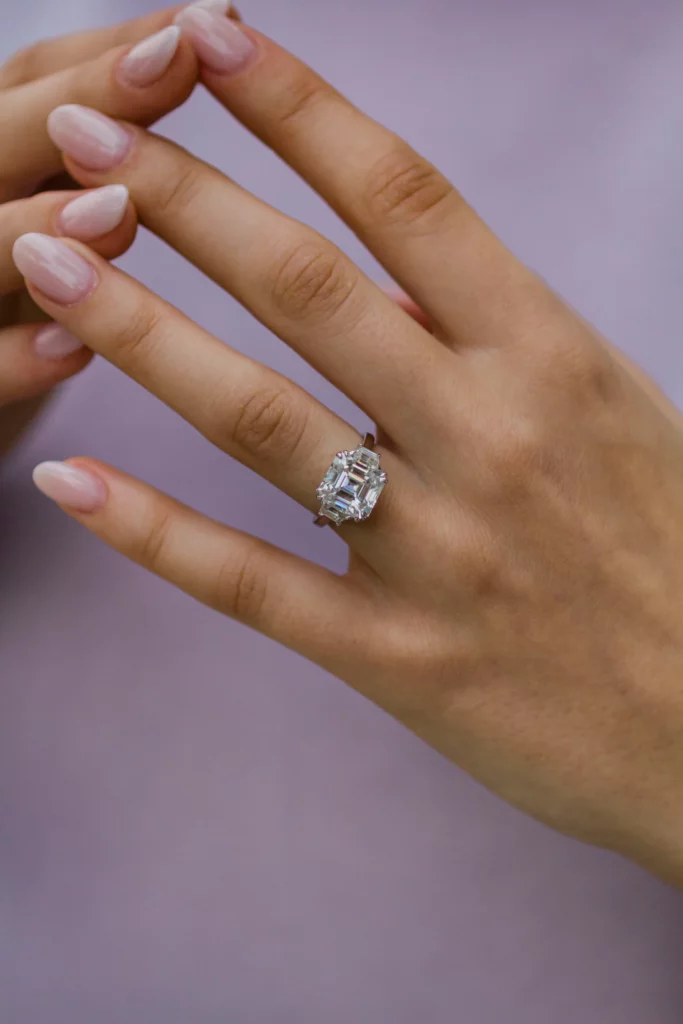 4.25 Carat Asscher Cut Diamond Silver Ring