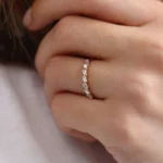 Swarish Jewels 7 Stone Slanted Baguette Diamond Silver Ring