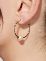 925 Sterling Silver Pearl Hoop Earrings