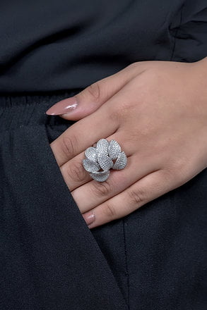 925 Sterling Silver Cluster Silver Ring