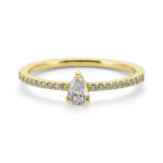 Pave Solitaire Pear Silver Ring