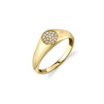 Swarish Jewels Gold & Diamond Mini Oval Pave Signet Silver Ring