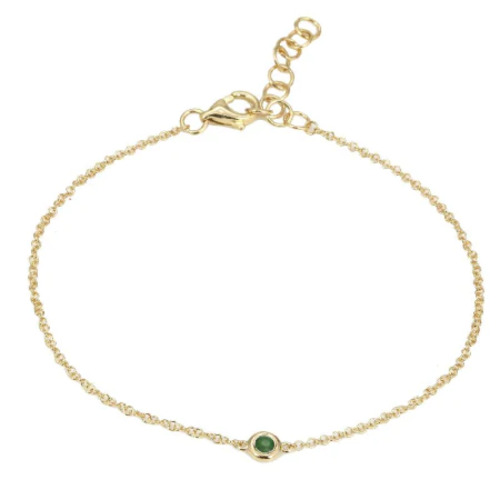 Emerald Birthstone Silver Bracelet