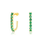 Emerald Sparkler Pin Silver Earrings