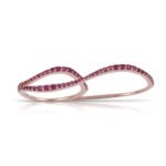 Wavy Two-Finger Gemstone Silver Ring