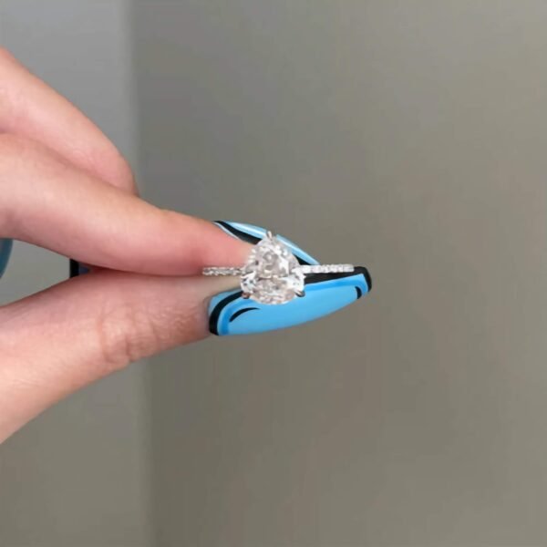 Swarish Jewels 2.5 Carat Pear Shape Diamond Silver Ring - Solitaire Ring, Proposal Ring