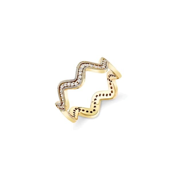 Swarish Jewels Gold & Diamond Wavy Silver Ring
