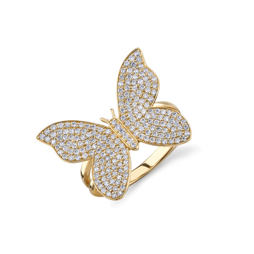Swarish Jewels Gold & Diamond Large Butterfly Silver Ring