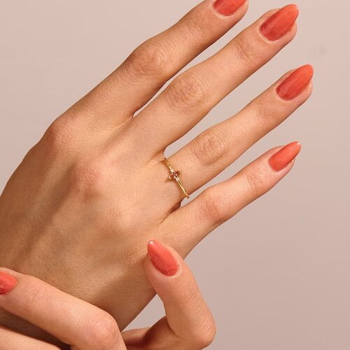 Orange Marquise Solitaire Silver Ring