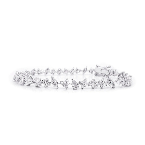 Multishape Diamond Silver Tennis Bracelet