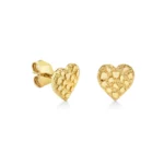 Gold Nugget Heart Silver Stud