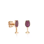 Rose & Ruby Wine Glass Silver Stud