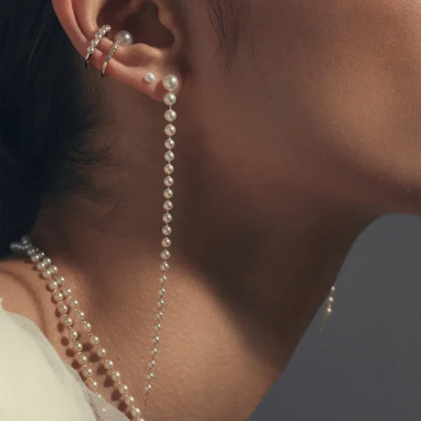 Long Cascading Pearl Earrings
