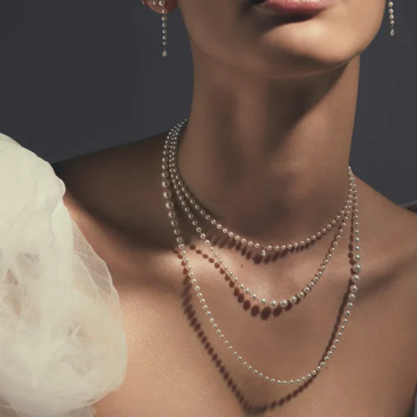 Pear Diamonds With Cascading Pearl Earrings