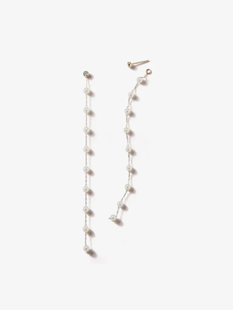 Hanging Chain White Pearl Earrings