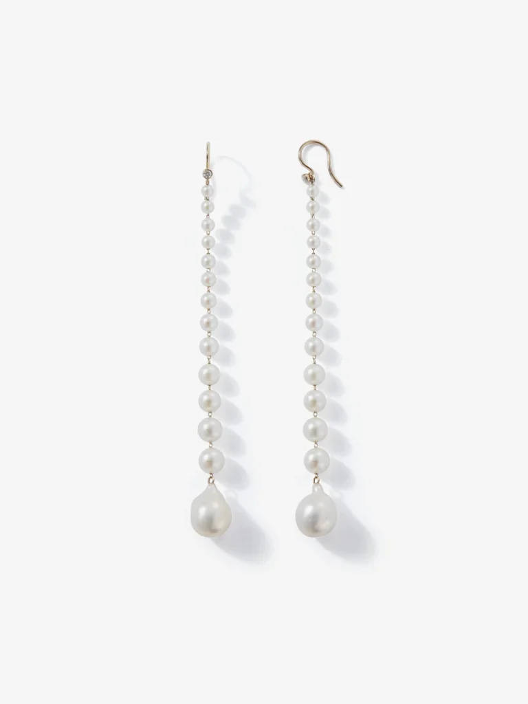 Graduated Pearl with diamond Shoulder Duster Earrings