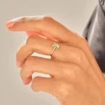 Swarish Jewels Vintage Baguette Silver Ring | Dainty Bezel Cz Crystal Pinky Ring | Stylish Everyday Minimalist Jewelry for Women Ladies - Image 4