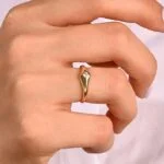 Swarish Jewels Bezel Rhombus Ring | Minimalist Signet Ring Women | Delicate Cz Pinky Ring | Tiny Seal Ring | Slim Signet Ring - Image 3