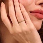 Emerald Seashell Eternity Silver Ring