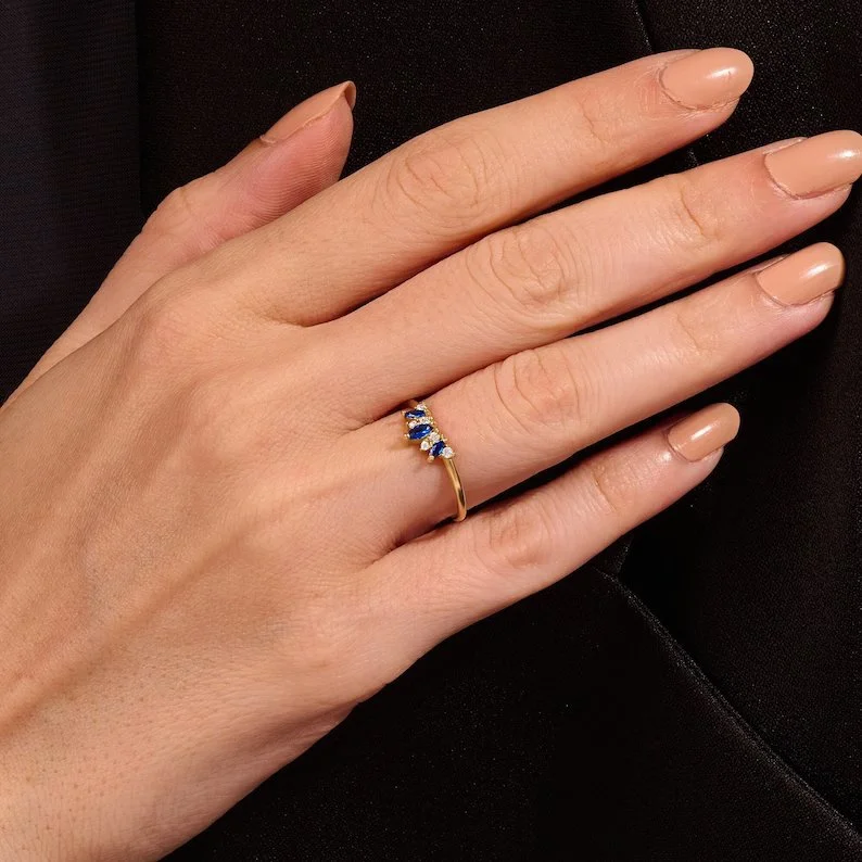 Sapphire Tiara Silver Ring