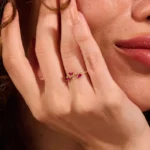 Ruby Leaf Silver Ring